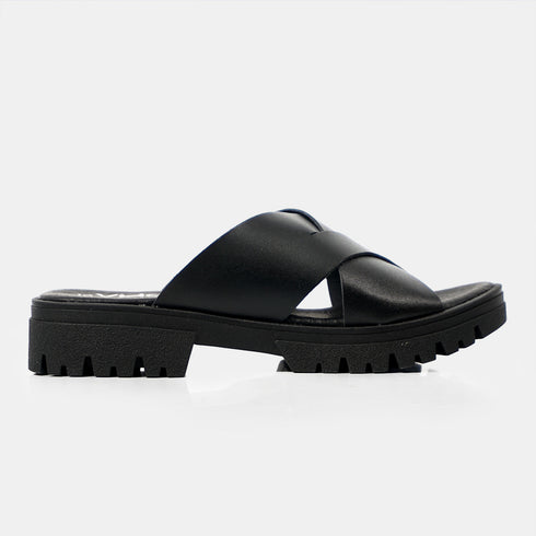 Sandalias de mujer de piel con plataforma negro Matilde