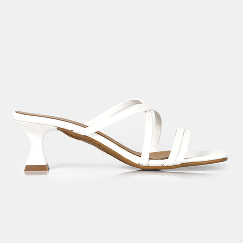 Sandalias con tiras tacón blanco Penélope