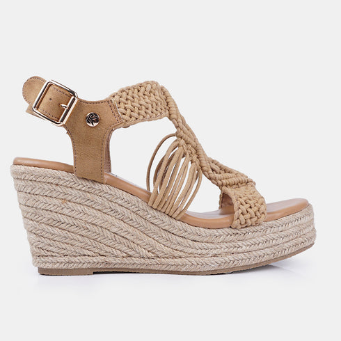 Sandalias con cuña de esparto marrón Soraya