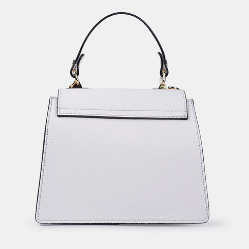 Bolso de con cadena para mujer con asa de mano con solapa blanco Claudia