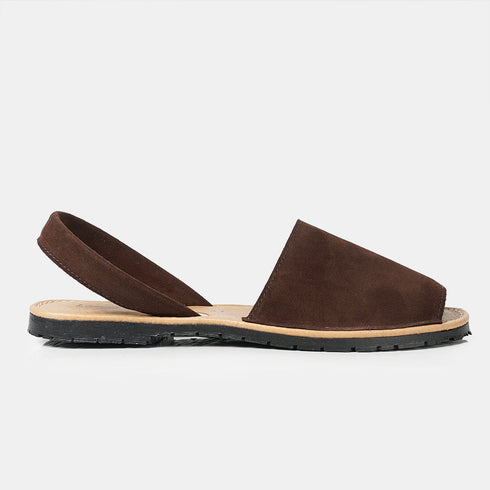 Menorquinas de piel para mujer marrón serraje Adara