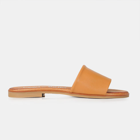 Sandalias planas de piel para mujer marrón Alejandra