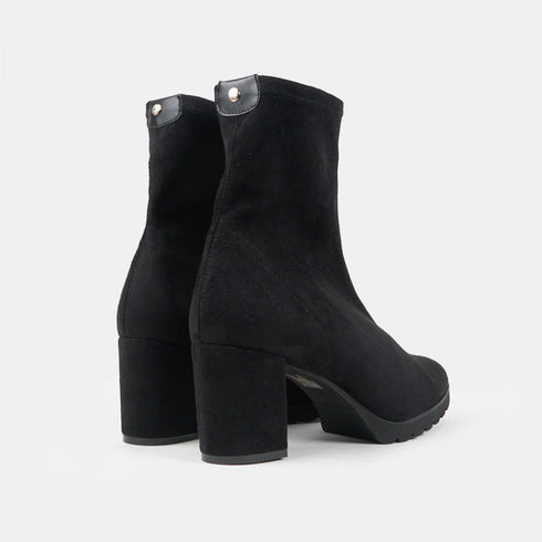 Botines de tacón mujer de antelina negro Pineda