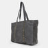 Bolso shopper para mujer de piel serraje con tachuelas gris Alexandra
