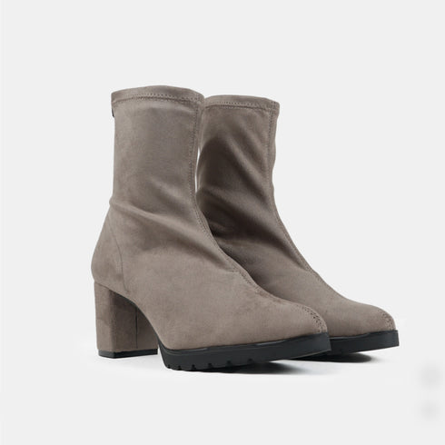 Botines de tacón mujer de antelina taupé Pineda