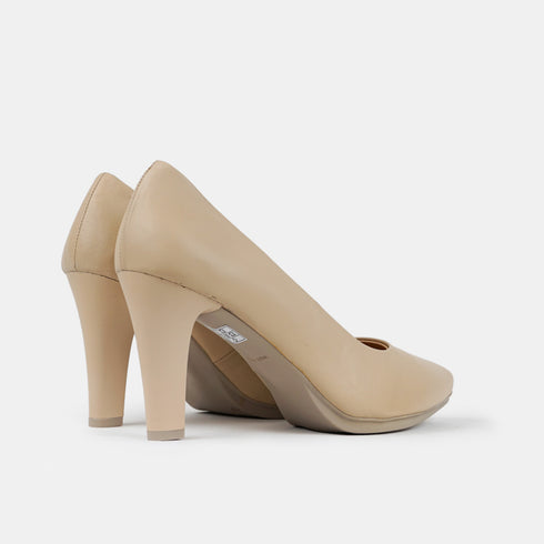 Zapatos de tacón 8cm de piel beige Tania