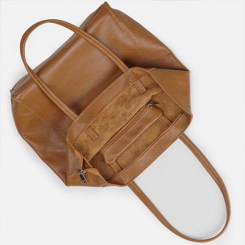 Bolso shopper para mujer de piel para personalizar marrón Amy