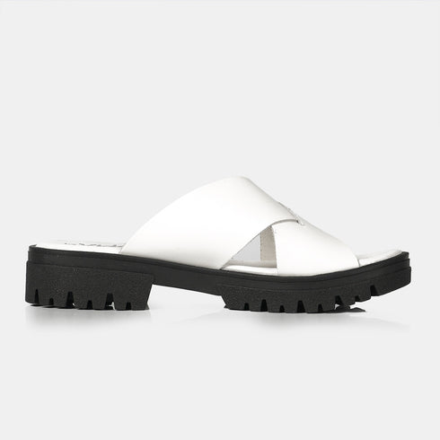 Sandalias de mujer de piel con plataforma blanco Matilde