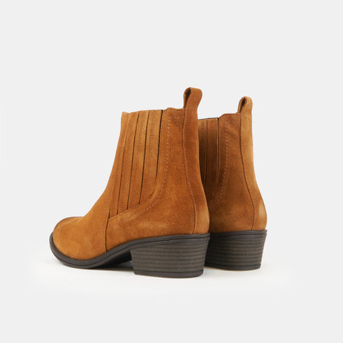 Botines mujer de serraje camel Abby