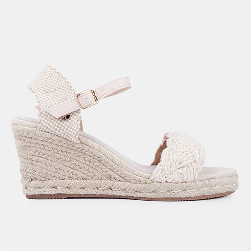 Sandalias con cuña de yute beige Casandra