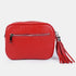 Bolso de Piel bandolera cuadrado rojo con pompón de mujer Cristin