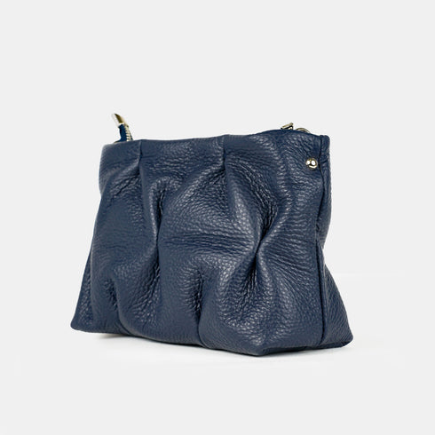 Bolso de bandolera de piel arrugada azul marino Cecilia S