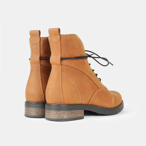 Botines de piel con cordones mujer marrón Maira