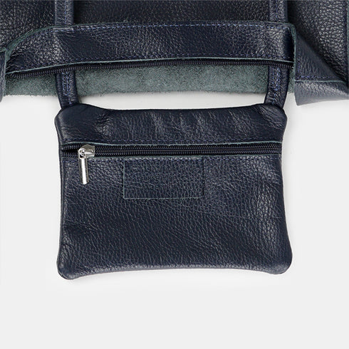 Bolso shopper para mujer de piel para personalizar azul marino Amy