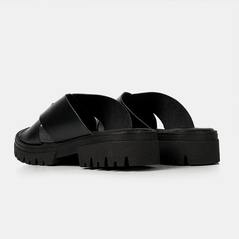 Sandalias de mujer de piel con plataforma negro Matilde