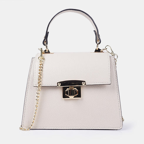 Bolso de con cadena para mujer con asa de mano con solapa beige Claudia