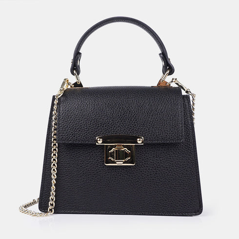 Bolso de con cadena para mujer con asa de mano con solapa negro Claudia