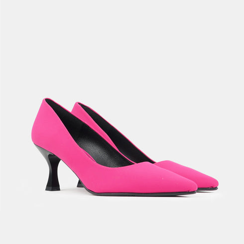 Zapato con tacón de licra fucsia Meryl