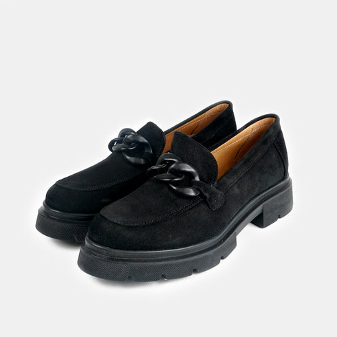 Mocasines de piel con plataforma negro Abril