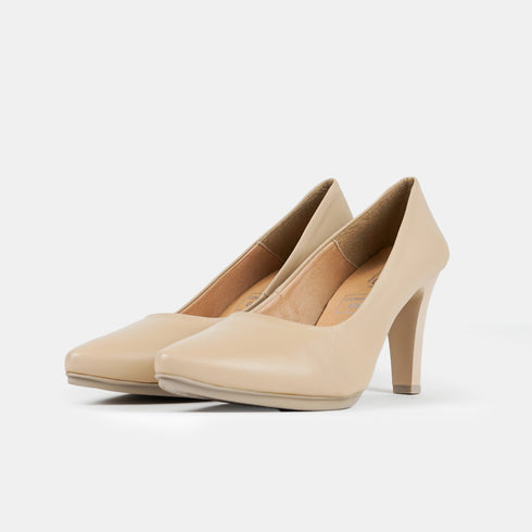 Zapatos de tacón 8cm de piel beige Tania