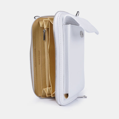 Bolsos para móvil y cartera de piel blanco Cira