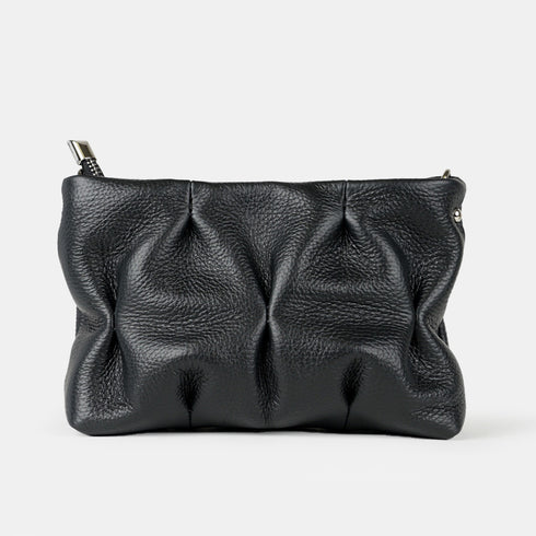 Bolso de bandolera de piel arrugada negro Cecilia M