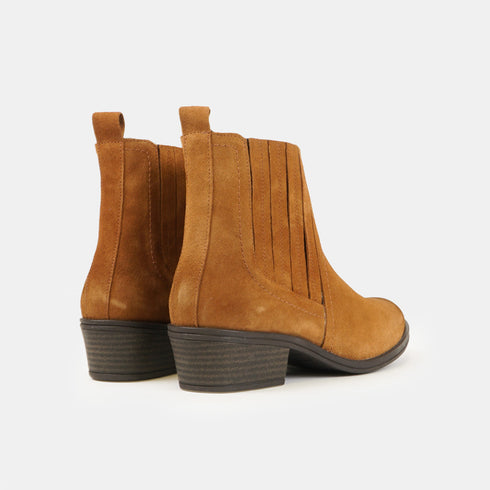 Botines mujer de serraje camel Abby