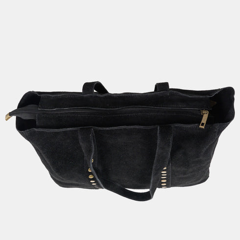 Bolso shopper para mujer de piel para personalizar con tachuelas negro Alexandra