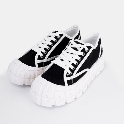 Zapatillas deportivas para mujer de lona con suela gorda negro Mamba