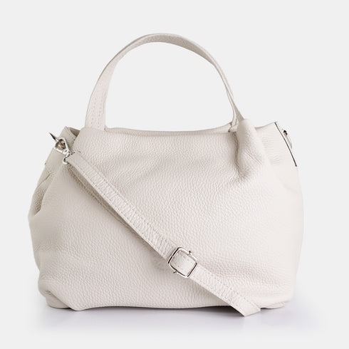 Bolso de mano de piel estilo saco para mujer beige Stefy