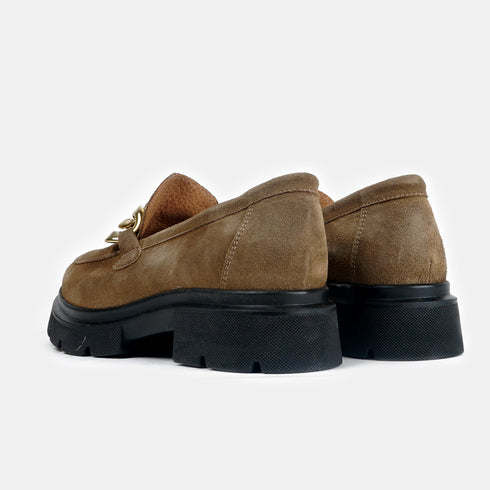 Mocasines de piel con plataforma taupe Abril