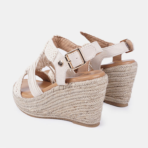 Sandalias con cuña de esparto beige Soraya