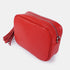 Bolso de Piel bandolera cuadrado rojo con pompón de mujer Cristin