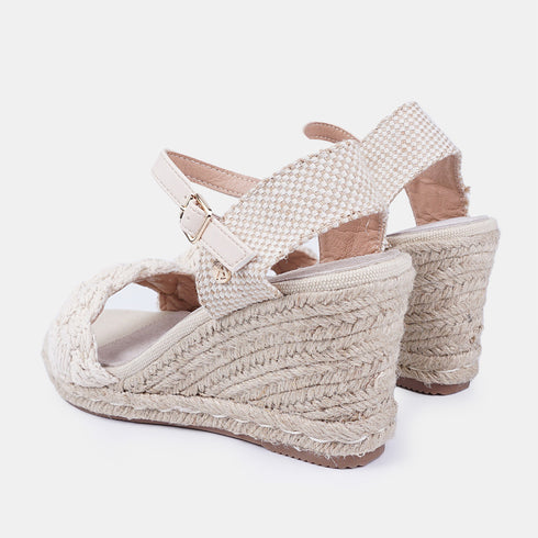 Sandalias con cuña de yute beige Casandra