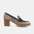 Mocasines de piel con tacón para mujer taupe Raina