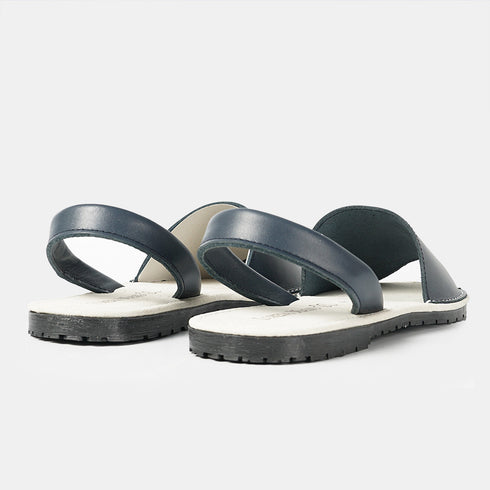 Menorquinas de piel para mujer azul marino Adara