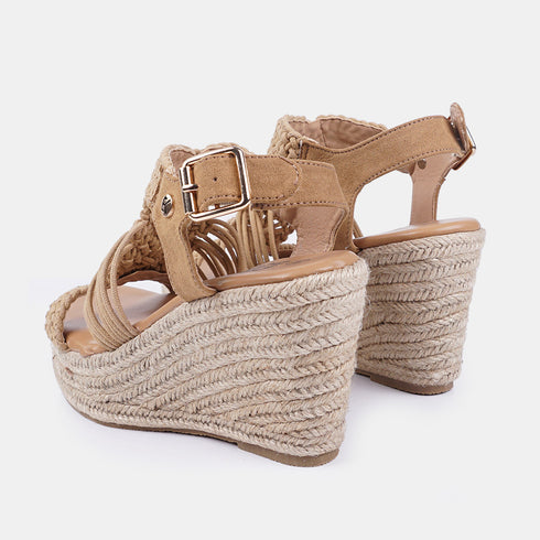 Sandalias con cuña de esparto marrón Soraya