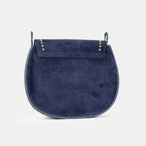 Bolso de bandolera con solapa piel serraje azul marino Camila