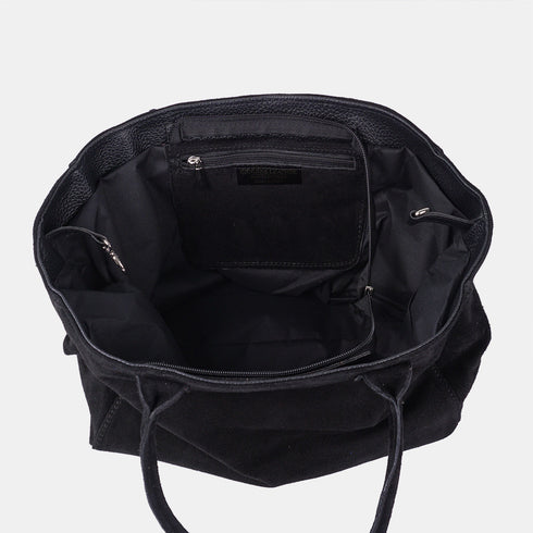 Bolso shopper de piel serraje extensible y personalizable negro Aurora