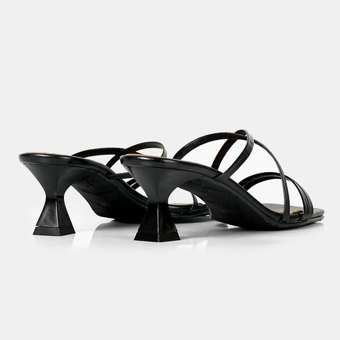 Sandalias con tiras tacón negro Penélope