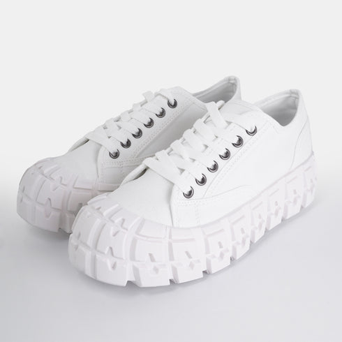 Zapatillas deportivas para mujer de lona con suela gorda blanco Mamba