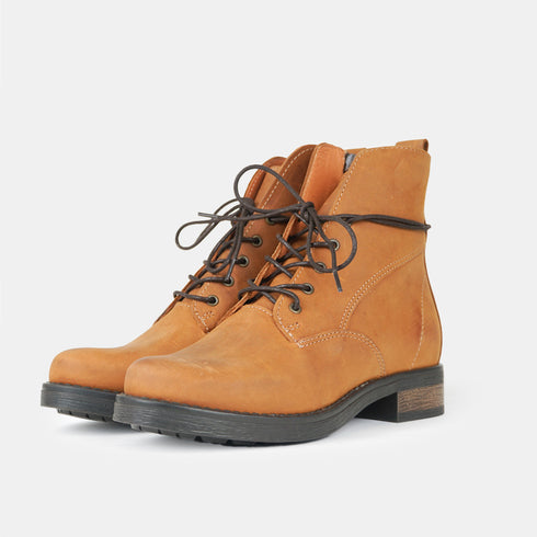 Botines de piel con cordones mujer marrón Maira