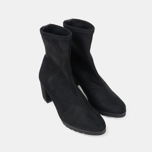 Botines de tacón mujer de antelina negro Pineda