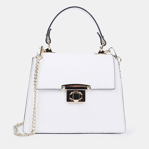 Bolso de con cadena para mujer con asa de mano con solapa blanco Claudia