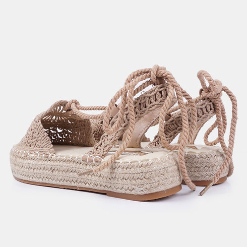 Sandalias de esparto mujer con plataforma taupe Rocío