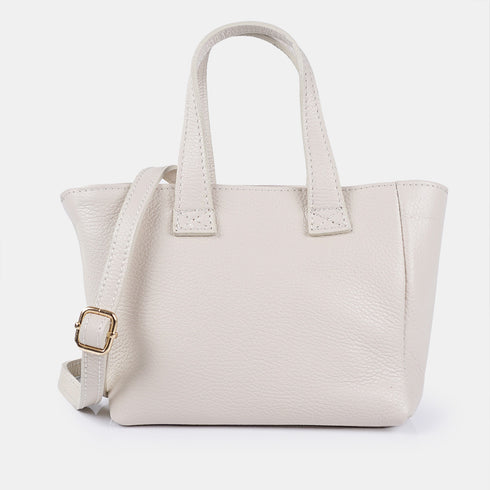 Bandolera para mujer de piel con asa de mano beige Helia