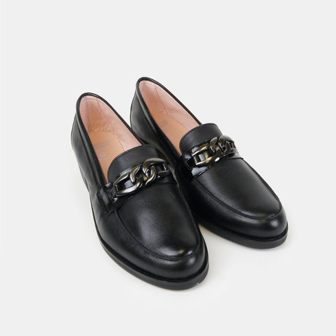 Mocasines de piel para mujer napa negro Plath