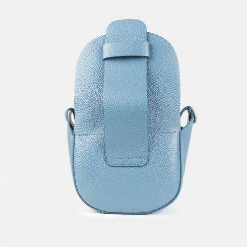 Bolso bandolera para mujer de piel con solapa azul claro Celia