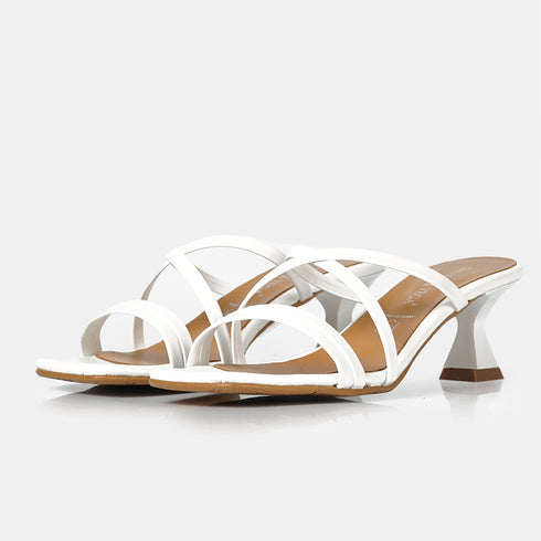 Sandalias con tiras tacón blanco Penélope