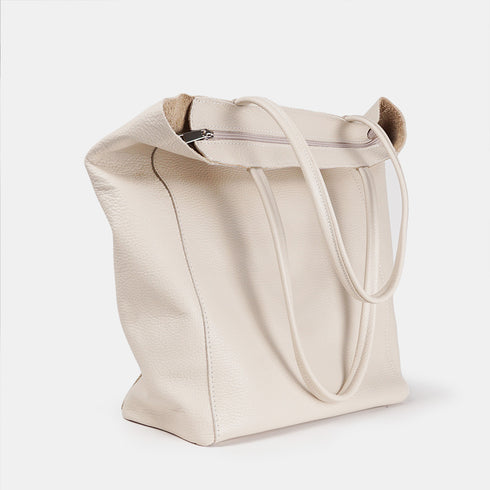 Bolso shopper para mujer de piel para personalizar beige Amy